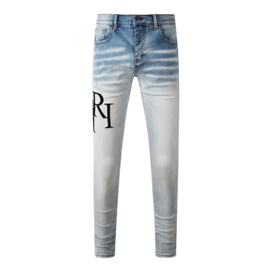 Amiri Staggered Embroidered Logo Jean Indigo Amiri Staggered Embroidered Logo Jean Indigo