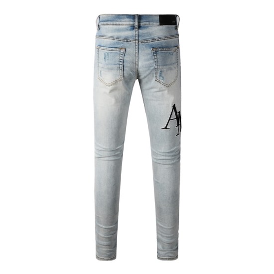 Amiri Staggered Embroidered Logo Jean Indigo Amiri Staggered Embroidered Logo Jean Indigo