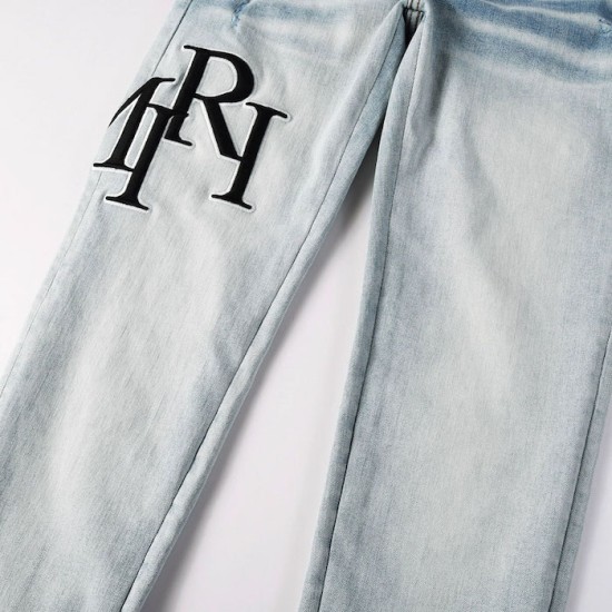 Amiri Staggered Embroidered Logo Jean Indigo Amiri Staggered Embroidered Logo Jean Indigo