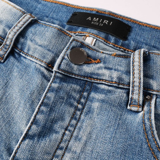 Amiri Staggered Embroidered Logo Jean Indigo Amiri Staggered Embroidered Logo Jean Indigo