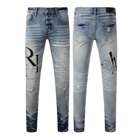 Amiri Staggered Embroidered Logo Jean Vintage Indigo Amiri Staggered Embroidered Logo Jean Vintage Indigo