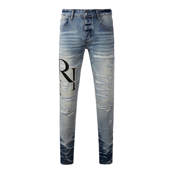 Amiri Staggered Embroidered Logo Jean Vintage Indigo Amiri Staggered Embroidered Logo Jean Vintage Indigo