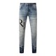 Amiri Staggered Embroidered Logo Jean Vintage Indigo Amiri Staggered Embroidered Logo Jean Vintage Indigo