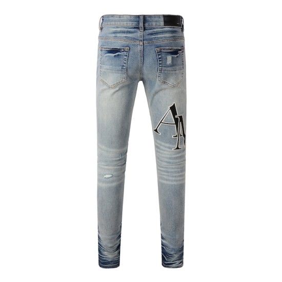 Amiri Staggered Embroidered Logo Jean Vintage Indigo Amiri Staggered Embroidered Logo Jean Vintage Indigo