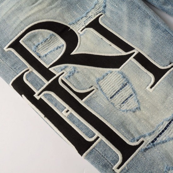 Amiri Staggered Embroidered Logo Jean Vintage Indigo Amiri Staggered Embroidered Logo Jean Vintage Indigo