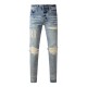 Amiri Staggered Embroidered Logo Jean Indigo / White Amiri Staggered Embroidered Logo Jean Indigo / White