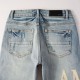 Amiri Staggered Embroidered Logo Jean Indigo / White Amiri Staggered Embroidered Logo Jean Indigo / White