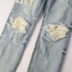 Amiri Staggered Embroidered Logo Jean Indigo / White Amiri Staggered Embroidered Logo Jean Indigo / White