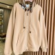 Burberry Check Hood Cotton Zip Hoodie Beige Burberry Check Hood Cotton Zip Hoodie Beige