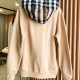 Burberry Check Hood Cotton Zip Hoodie Beige Burberry Check Hood Cotton Zip Hoodie Beige