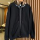 Burberry Check Hood Cotton Zip Hoodie Black Burberry Check Hood Cotton Zip Hoodie Black