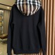 Burberry Check Hood Cotton Zip Hoodie Black Burberry Check Hood Cotton Zip Hoodie Black