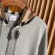 Burberry Check Hood Cotton Zip Hoodie Gray Burberry Check Hood Cotton Zip Hoodie Gray