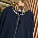 Burberry Check Hood Cotton Zip Hoodie Navy Burberry Check Hood Cotton Zip Hoodie Navy