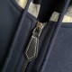 Burberry Check Hood Cotton Zip Hoodie Navy Burberry Check Hood Cotton Zip Hoodie Navy