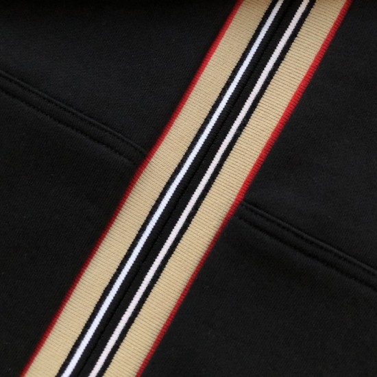 Burberry Icon Stripe Detail Cotton Zip-Front Hooded Sweatshirt Black Burberry Icon Stripe Detail Cotton Zip-Front Hooded Sweatshirt Black