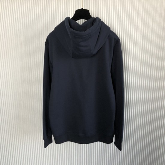 Burberry Icon Stripe Detail Cotton Zip-Front Hooded Sweatshirt Navy Burberry Icon Stripe Detail Cotton Zip-Front Hooded Sweatshirt Navy