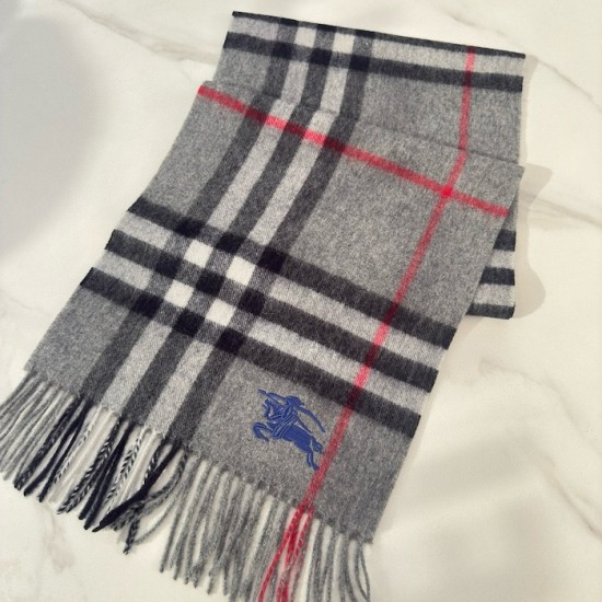 Burberry Check Cashmere Scarf Archive Grey Burberry Check Cashmere Scarf Archive Grey