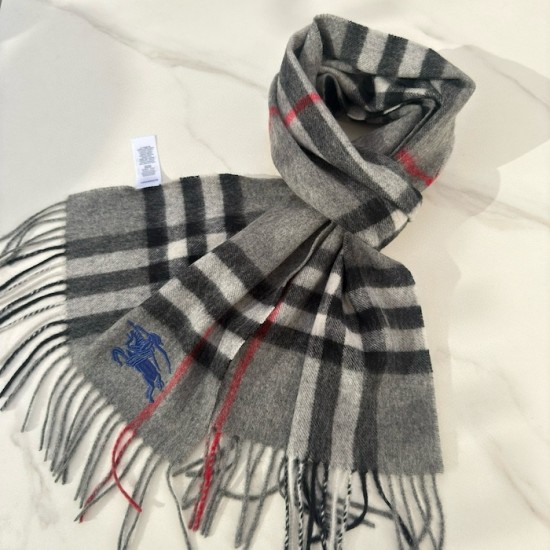 Burberry Check Cashmere Scarf Archive Grey Burberry Check Cashmere Scarf Archive Grey