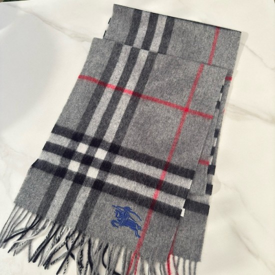 Burberry Check Cashmere Scarf Archive Grey Burberry Check Cashmere Scarf Archive Grey