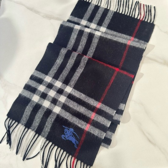 Burberry Check Cashmere Scarf Archive Navy Burberry Check Cashmere Scarf Archive Navy