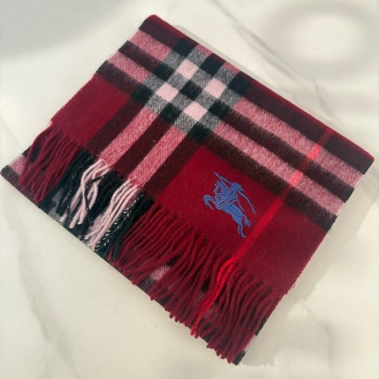 Burberry Check Cashmere Scarf Archive Red Burberry Check Cashmere Scarf Archive Red