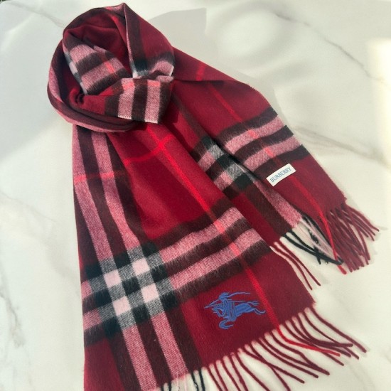 Burberry Check Cashmere Scarf Archive Red Burberry Check Cashmere Scarf Archive Red