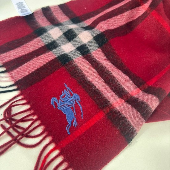 Burberry Check Cashmere Scarf Archive Red Burberry Check Cashmere Scarf Archive Red