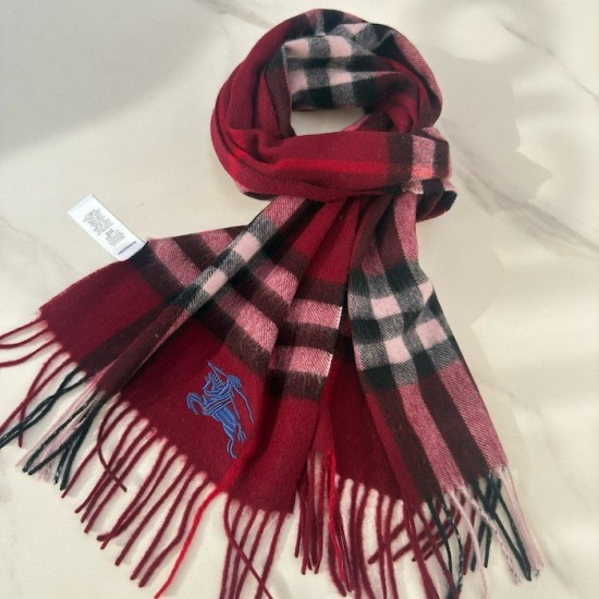 Burberry Check Cashmere Scarf Archive Red Burberry Check Cashmere Scarf Archive Red