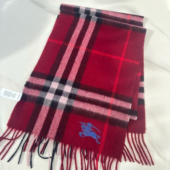 Burberry Check Cashmere Scarf Archive Red Burberry Check Cashmere Scarf Archive Red