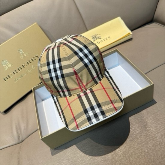 Burberry Check Cotton Baseball Cap Beige Burberry Check Cotton Baseball Cap Beige
