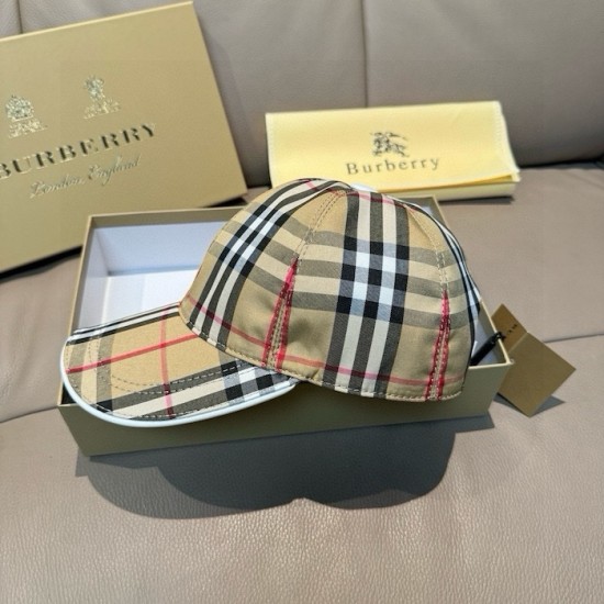 Burberry Check Cotton Baseball Cap Beige Burberry Check Cotton Baseball Cap Beige