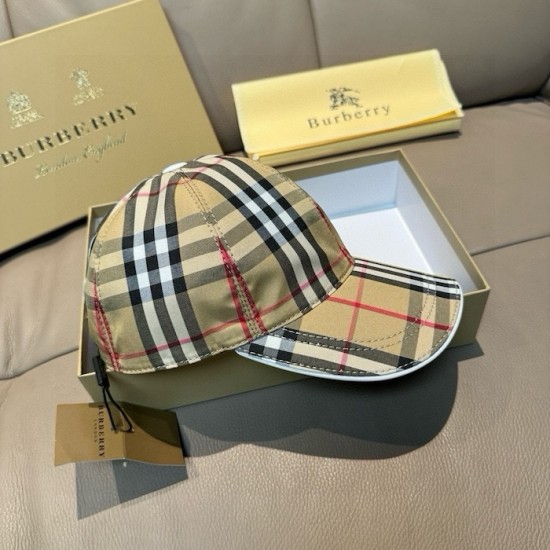 Burberry Check Cotton Baseball Cap Beige Burberry Check Cotton Baseball Cap Beige