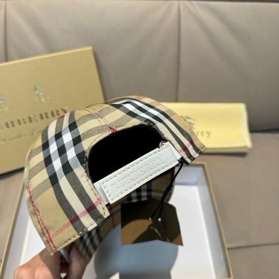 Burberry Check Cotton Baseball Cap Beige Burberry Check Cotton Baseball Cap Beige