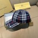 Burberry Check Cotton Baseball Cap Navy Burberry Check Cotton Baseball Cap Navy