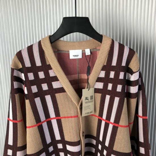 Burberry Check Wool Mohair Blend Cardigan Burberry Check Wool Mohair Blend Cardigan