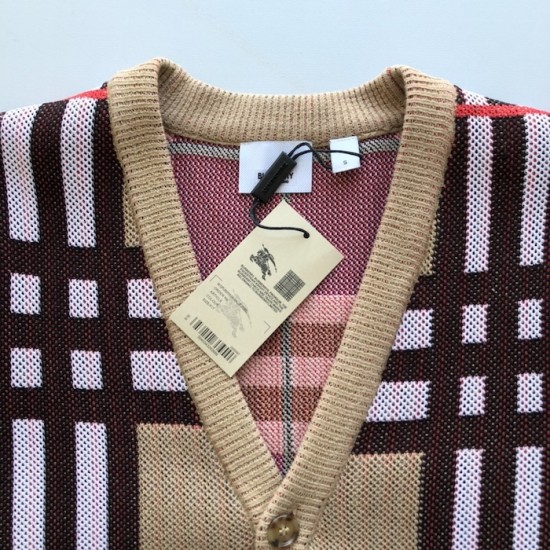 Burberry Check Wool Mohair Blend Cardigan Burberry Check Wool Mohair Blend Cardigan