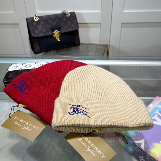 Burberry Ribbed Cashmere Beanie Red Burberry Ribbed Cashmere Beanie Red