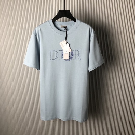 Dior and Hylton Nel T-Shirt Relaxed Fit Blue Cotton Jersey Dior and Hylton Nel T-Shirt Relaxed Fit Blue Cotton Jersey
