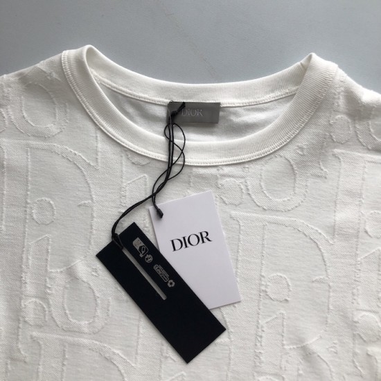 Replica Dior Oblique White Cotton T-Shirt - Luxury Streetwear Tee Replica Dior Oblique White T-Shirt front and back view on model