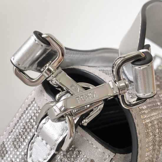 Fendi Baguette Suede bag with FF in iridescent crystals and studs Fendi Baguette Suede bag with FF in iridescent crystals and studs