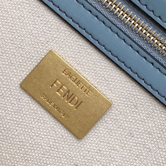 Fendi Baguette Multicolor canvas bag with FF embroidery Blue Fendi Baguette Multicolor canvas bag with FF embroidery Blue