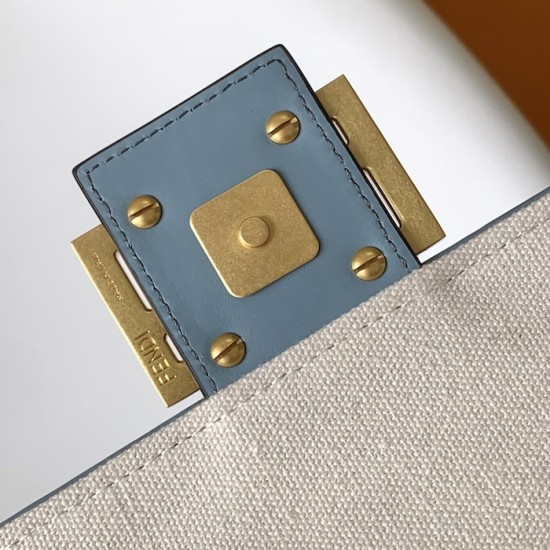 Fendi Baguette Multicolor canvas bag with FF embroidery Blue Fendi Baguette Multicolor canvas bag with FF embroidery Blue