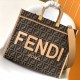 Fendi Sunshine Medium Brown FF jacquard fabric bag Fendi Sunshine Medium Brown FF jacquard fabric bag