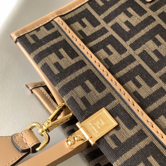 Fendi Sunshine Medium Brown FF jacquard fabric bag Fendi Sunshine Medium Brown FF jacquard fabric bag