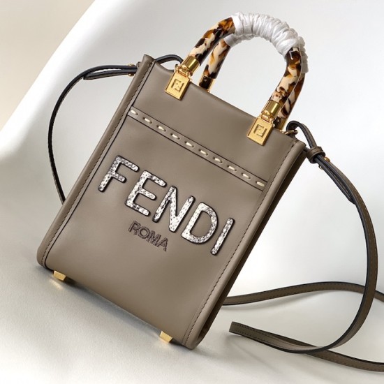 Fendi Mini Sunshine Shopper Dark Grey Leather and Elaphe Fendi Mini Sunshine Shopper Dark Grey Leather and Elaphe