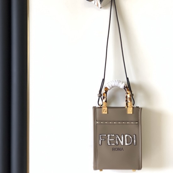 Fendi Mini Sunshine Shopper Dark Grey Leather and Elaphe Fendi Mini Sunshine Shopper Dark Grey Leather and Elaphe