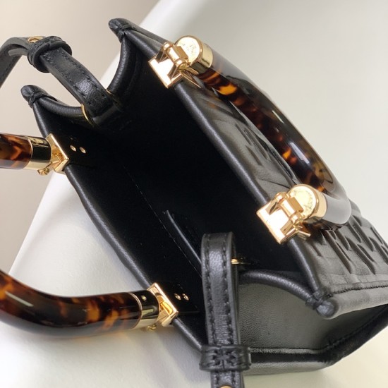 Fendi Mini Sunshine Shopper Black FF Zucca Leather Fendi Mini Sunshine Shopper Black FF Zucca Leather
