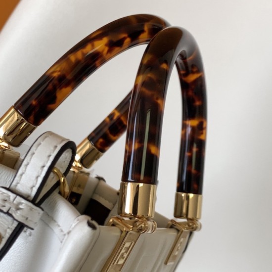 Fendi Mini Sunshine Shopper White FF Zucca Leather Fendi Mini Sunshine Shopper White FF Zucca Leather