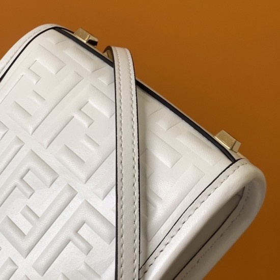 Fendi Mini Sunshine Shopper White FF Zucca Leather Fendi Mini Sunshine Shopper White FF Zucca Leather